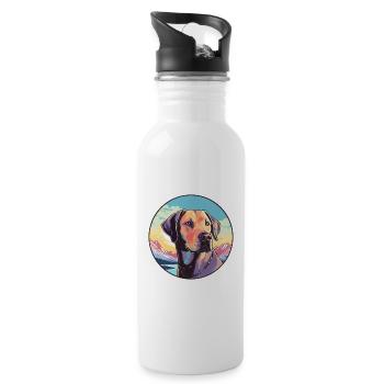 Labrador Retriever Hund Rasse Cartoon Kawaii Waterc - Trinkflasche mit integriertem Trinkhalm - Weiß - Rechts