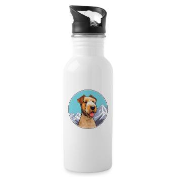 Lakeland Terrier chien race dessin animé Kawaii Watercol - Gourde avec paille intégrée - blanc - Droite