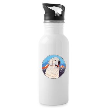 Kuvasz Hongrois Chien Race Cartoon Kawaii Watercol - Gourde avec paille intégrée - blanc - Droite