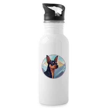 Miniatur Pinscher Hunderasse Cartoon Kawaii Waterc - Trinkflasche mit integriertem Trinkhalm - Weiß - Rechts