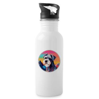 Mittelschnauze Hunderasse Karikatur Kawaii Aquarell - Trinkflasche mit integriertem Trinkhalm - Weiß - Rechts
