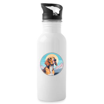 Majestic Tree Hound Dog Breed Cartoon Kawaii Water - Water bottle with straw - white - Right