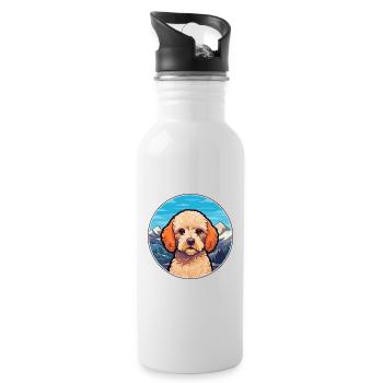 Caniche miniature chien race dessin animé Kawaii Watercol - Gourde avec paille intégrée - blanc - Droite