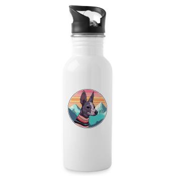 Mexikanische haarlose Hunderasse Cartoon Kawaii Watercol - Trinkflasche mit integriertem Trinkhalm - Weiß - Rechts