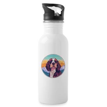 Norfolk Spaniel Hunderasse Cartoon Kawaii Watercolo - Trinkflasche mit integriertem Trinkhalm - Weiß - Rechts