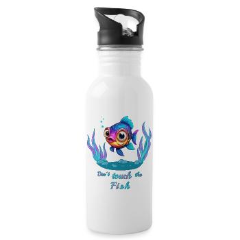 Fass den Fisch nicht an ! - Trinkflasche mit integriertem Trinkhalm - Weiß - Rechts