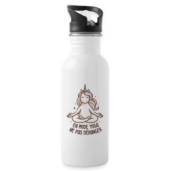 Licorne Yogi Cool - En Mode Yoga Méditation - Gourde avec paille intégrée - blanc - Droite