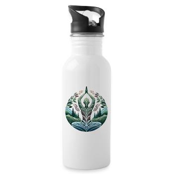 Cool Nature Meditation Yoga Gift Idea - Water bottle with straw - white - Right