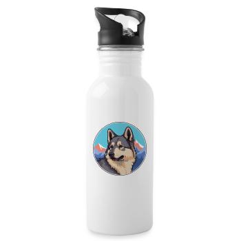 Norwegischer Elchhund Hunderasse Cartoon Kawaii Waterc - Trinkflasche mit integriertem Trinkhalm - Weiß - Rechts