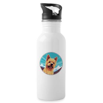 Norwich Terrier Hunderasse Cartoon Kawaii Watercolo - Trinkflasche mit integriertem Trinkhalm - Weiß - Rechts