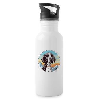 Vieux danois Pointer chien race Cartoon Kawaii Waterc - Gourde avec paille intégrée - blanc - Droite