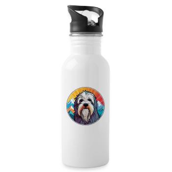 Polish Lowland Sheepdog Dog Breed Cartoon Kawaii W - Water bottle with straw - white - Right