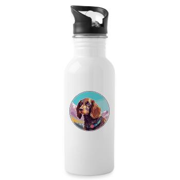 Picardie Spaniel Hund Rasse Cartoon Kawaii Watercolo - Trinkflasche mit integriertem Trinkhalm - Weiß - Rechts