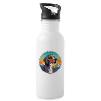 Plott Hund Hund Rasse Cartoon Kawaii Aquarell - Trinkflasche mit integriertem Trinkhalm - Weiß - Rechts