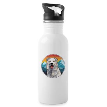 Rumänische Mioritische Hunderasse Karikatur Kawaii Waterco - Trinkflasche mit integriertem Trinkhalm - Weiß - Rechts