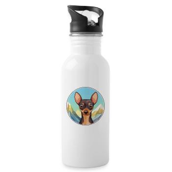 Russe Toy Terrier Chien Race Cartoon Kawaii Eau - Gourde avec paille intégrée - blanc - Droite