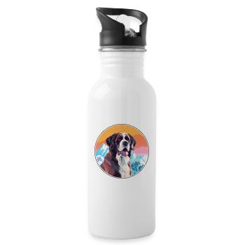 Saint Bernard chien race Cartoon Kawaii aquarelle - Gourde avec paille intégrée - blanc - Droite