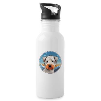 Pumi Hunderasse Karikatur Kawaii Aquarell - Trinkflasche mit integriertem Trinkhalm - Weiß - Rechts