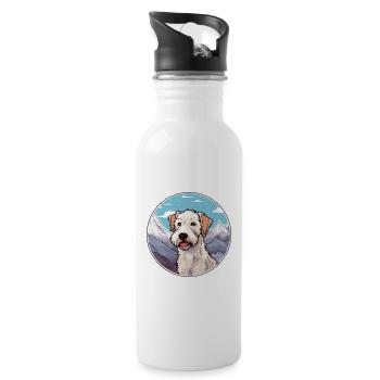 Sealyham Terrier Dog Breed Cartoon Kawaii Watercol - Water bottle with straw - white - Right