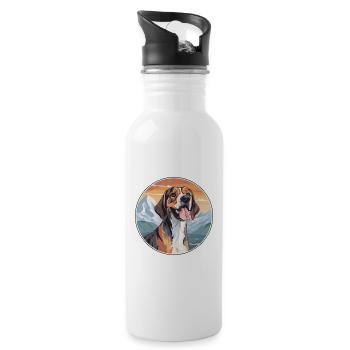 Smand Hund Rasse Cartoon Kawaii Aquarell - Trinkflasche mit integriertem Trinkhalm - Weiß - Rechts