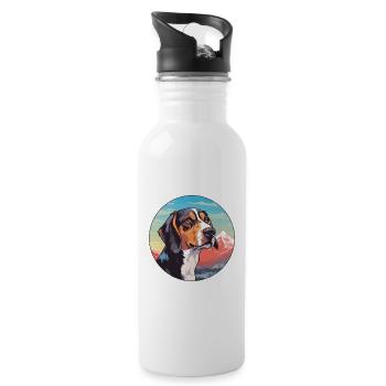 Chien tricolore sibérien race de chien Cartoon Kawaii W - Gourde avec paille intégrée - blanc - Droite