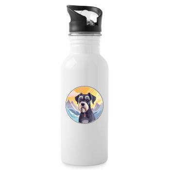 Standard Schnauzer Chien Race Cartoon Kawaii Waterc - Gourde avec paille intégrée - blanc - Droite