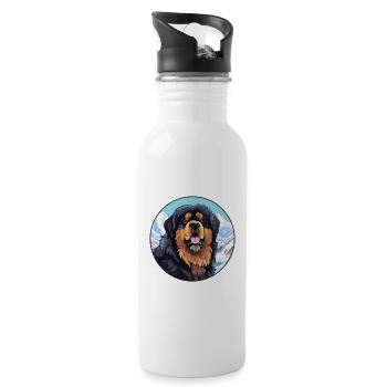 Tibetischer Mastiff Hunderasse Cartoon Kawaii Watercolo - Trinkflasche mit integriertem Trinkhalm - Weiß - Rechts