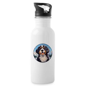 Wetterhoun Hunderasse Karikatur Kawaii Aquarell - Trinkflasche mit integriertem Trinkhalm - Weiß - Rechts