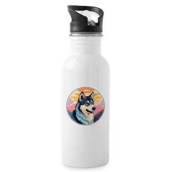 Sibérie occidentale Laika chien race Cartoon Kawaii eau - Gourde avec paille intégrée - blanc - Droite