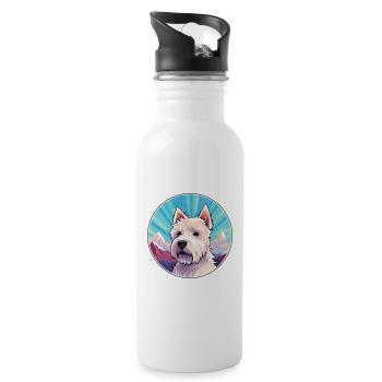 Westie Hunderasse Cartoon Kawaii Aquarell - Trinkflasche mit integriertem Trinkhalm - Weiß - Rechts