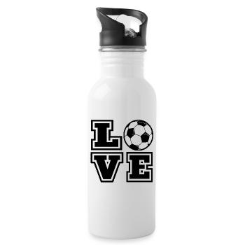 Ich liebe Fußball lustige Sportarten sagen Fußball Grafik - Trinkflasche mit integriertem Trinkhalm - Weiß - Rechts