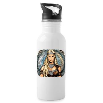 Fière Viking Germanin Shieldmaiden - Gourde avec paille intégrée - blanc - Droite