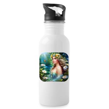 Gorgeous Floral Nymph - Water bottle with straw - white - Right