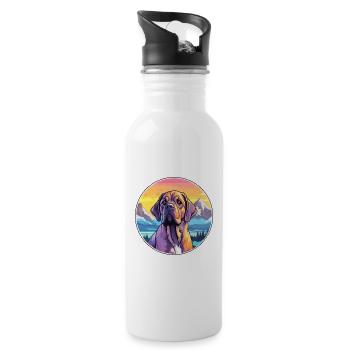 Alpine Mastiff Dog Breed Cartoon Kawaii Watercolor - Water bottle with straw - white - Right