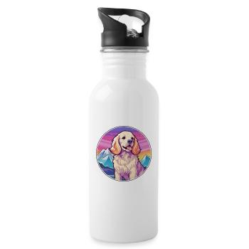 American Cocker Spaniel chien race Cartoon Kawaii W - Gourde avec paille intégrée - blanc - Droite
