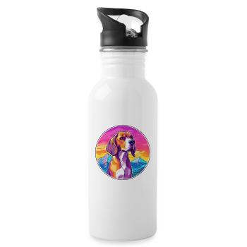 BeagleHarrier Scent Hound Dog Breed Cartoon Kawaii - Water bottle with straw - white - Right