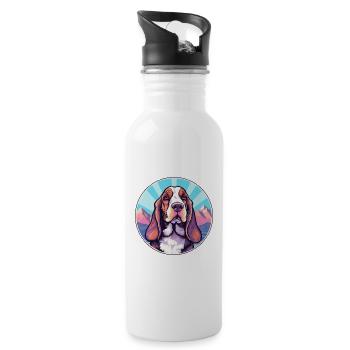 Basset Bleu De Gascogne Dog Breed Cartoon Kawaii W - Water bottle with straw - white - Right
