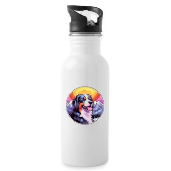 Berner Laufhund Dog Breed Cartoon Kawaii Watercolo - Water bottle with straw - white - Right