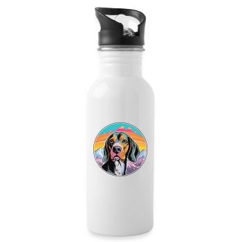 Schwarz und braun Virginia Foxhound Hunderasse Karikatur - Trinkflasche mit integriertem Trinkhalm - Weiß - Rechts