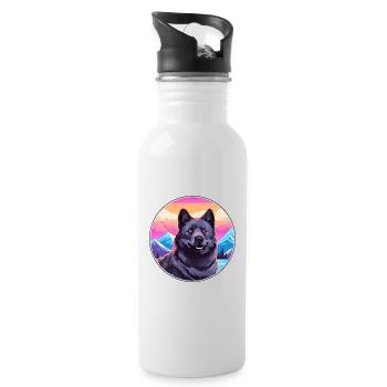 Chien d’élan norvégien noir race de chien Cartoon Kawaii - Gourde avec paille intégrée - blanc - Droite