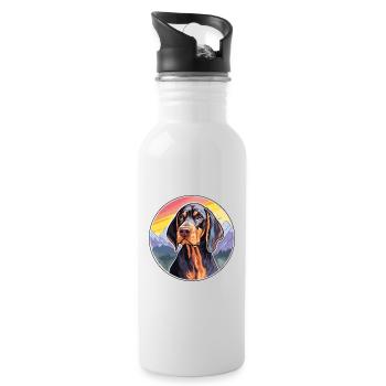 Noir et Tan Coonhound chien race Cartoon Kawaii W - Gourde avec paille intégrée - blanc - Droite