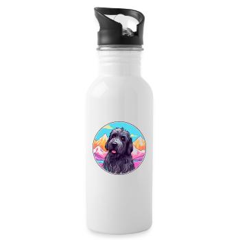 Terrier Russe Noir Race De Chien Cartoon Kawaii Wat - Gourde avec paille intégrée - blanc - Droite