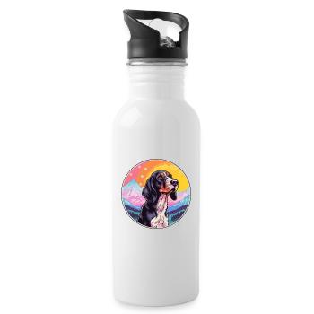 Bluetick Coonhound Dog Breed Cartoon Kawaii Waterc - Water bottle with straw - white - Right