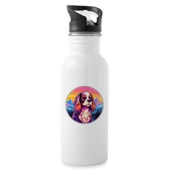 Cavalier King Charles Spaniel Dog Breed Cartoon Ka - Water bottle with straw - white - Right