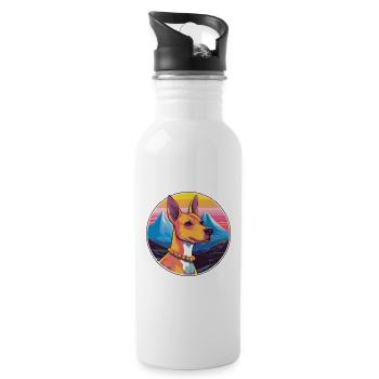 Cirneco Dell Ätna Hunderasse Cartoon Kawaii Waterco - Trinkflasche mit integriertem Trinkhalm - Weiß - Rechts