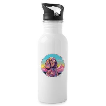 Englischer Cocker Spaniel Hund Rasse Cartoon Kawaii Wa - Trinkflasche mit integriertem Trinkhalm - Weiß - Rechts