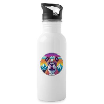 Bull Arabe Dog Race Cartoon Kawaii Aquarelle - Gourde avec paille intégrée - blanc - Droite