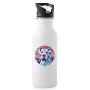 Dogue Argentino chien race Cartoon Kawaii aquarelle - Gourde avec paille intégrée - blanc - Droite