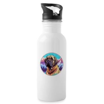 Englisch Mastiff Hunderasse Cartoon Kawaii Watercolo - Trinkflasche mit integriertem Trinkhalm - Weiß - Rechts