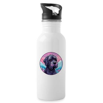 Giant Schnauzer Dog Breed Cartoon Kawaii Watercolo - Water bottle with straw - white - Right